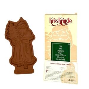 1991 Limited Longaberger Pottery Kriss Kringle Christmas Cookie Mold Santa Claus